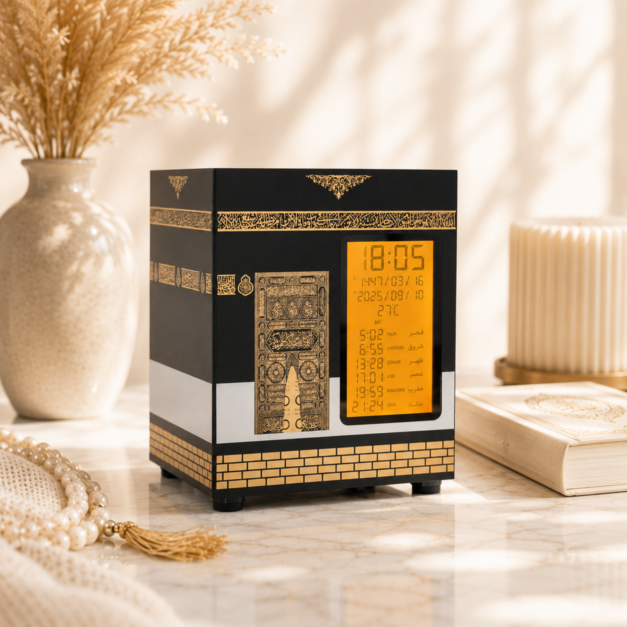 Kaaba Azan Uhr mit Quran Speaker | Islamische Gebetsuhr